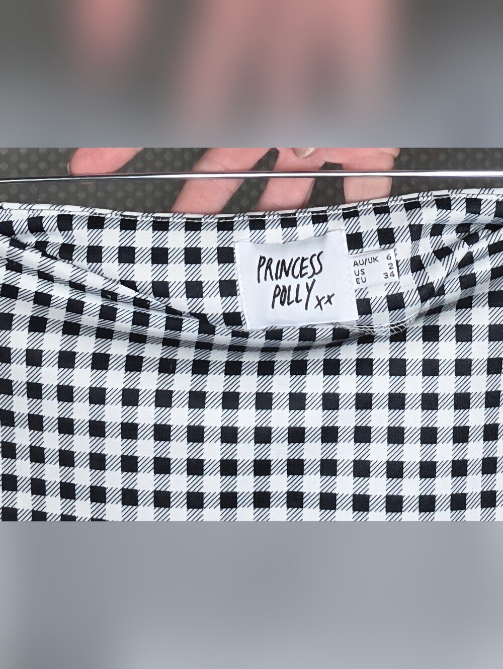 Princess Polly Gingham Mini Skirt Black White Preppy Chic Office Sz 2 - Picture 5 of 8